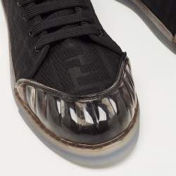 Pre Owned Fendi Black Canvas And PVC FF Logo Low-Top Sneakers Size 41