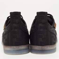 Pre Owned Fendi Black Canvas And PVC FF Logo Low-Top Sneakers Size 41