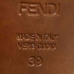 Pre Owned Fendi Brown/White Leather Rope Strappy Sandals Size 39