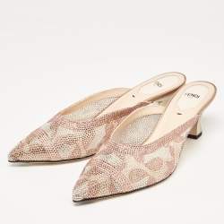 Pre Owned Fendi Multicolor Satin Embellished Mules Size 40.5