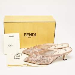Pre Owned Fendi Multicolor Satin Embellished Mules Size 40.5