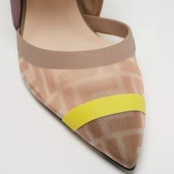 Fendi Multicolor Technical Mesh and Fabric Colibri Slingback Pumps Size 36