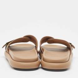 Fendi Brown Zucca Canvas FF Buckle Slides Size 36