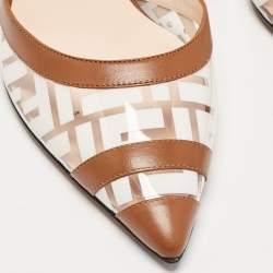 مملوكة مسبقًا Fendi Brown/White PVC and Leather Colibri Slingback Pumps Size 40