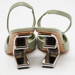 Fendi Green Leather Fendi First Slide Sandals Size 40