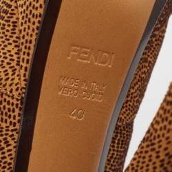 Pre Owned Fendi Brown/Black Textured Suede Bow Peep Toe Pumps Size 40