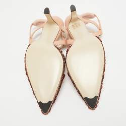 Pre Owned Fendi Pink Sequins Colibri Slingback Pumps Size 37