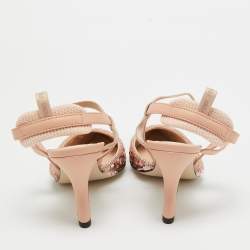 Pre Owned Fendi Pink Sequins Colibri Slingback Pumps Size 37