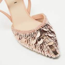 Pre Owned Fendi Pink Sequins Colibri Slingback Pumps Size 37