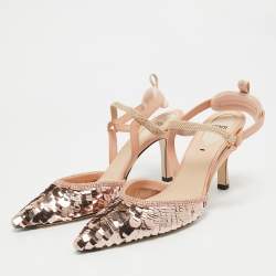 Pre Owned Fendi Pink Sequins Colibri Slingback Pumps Size 37