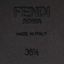 Pre Owned Fendi Blue Canvas Combat Boots Size 36.5