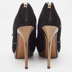 Pre Owned Fendi Black Suede Peep Toe Pumps Size 38.5
