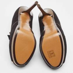 Pre Owned Fendi Black Suede Peep Toe Pumps Size 38.5