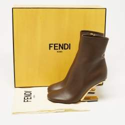 Fendi Brown Leather Fendi First Ankle Boots Size 37