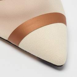 Pre Owned Fendi Beige/Brown Mesh and Canvas Colibri Slingback Pumps Size 41