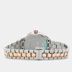 Pre Owned Fendi Mother of Pearl Diamond Topaz Two-Tone Stainless Steel IShine F121224500D2T01 Women's Wristwatch 33.50 mm