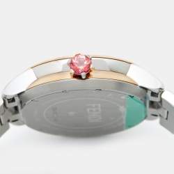 Pre Owned Fendi Mother of Pearl Diamond Topaz Two-Tone Stainless Steel IShine F121224500D2T01 Women's Wristwatch 33.50 mm