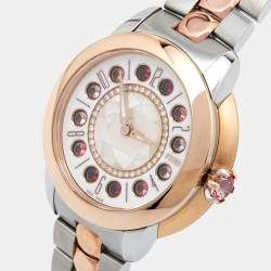 Pre Owned Fendi Mother of Pearl Diamond Topaz Two-Tone Stainless Steel IShine F121224500D2T01 Women's Wristwatch 33.50 mm
