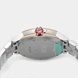 Pre Owned Fendi Mother of Pearl Diamond Spinel Topaz Two-Tone Stainless Steel IShine F121224500D2T01 Women's Wristwatch 33.50 mm