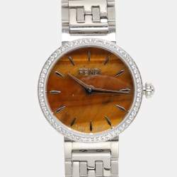 Fendi Brown Stainless Steel Diamond Forever Fendi F103111101 Women's Wristwatch 19 mm