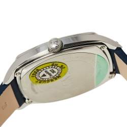 Pre Owned Fendi Blue Stainless Steel Leather Momento 22000L Unisex Wristwatch 39 mm