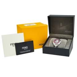 Pre Owned Fendi Red Stainless Steel Momento Lovers 21000M Women's Wristwatch 34 mm