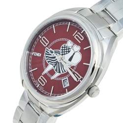 Pre Owned Fendi Red Stainless Steel Momento Lovers 21000M Women's Wristwatch 34 mm