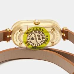 Fendi Silver Gold Plated Stainless Steel Leather Diamond O'Lock Vertical 148 Women's Wristwatch 15 mm