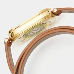 Fendi Silver Gold Plated Stainless Steel Leather Diamond O'Lock Vertical 148 Women's Wristwatch 15 mm