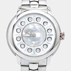 Pre Owned Fendi Mother Of Pearl Stainless Steel IShine 12100M Women's Wristwatch 38 mm