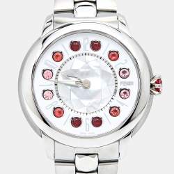 Pre Owned Fendi Mother Of Pearl Stainless Steel IShine 12100M Women's Wristwatch 38 mm