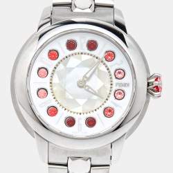 Fendi Mother Of Pearl Stainless Steel IShine 12100S Women's Wristwatch 34 mm