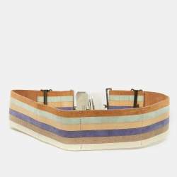 Fendi Multicolor Leather Wide Waist Belt 70CM