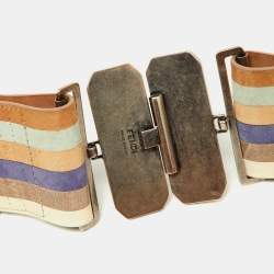 Fendi Multicolor Leather Wide Waist Belt 70CM