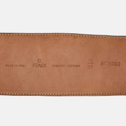 Fendi Grey Leather Wide Waist Belt 70CM