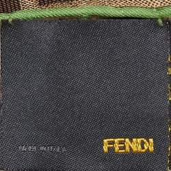Pre Owned Fendi Brown Zucca Polka Dot Print Silk Scarf