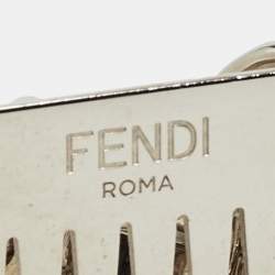 Pre Owned Fendi White/Black Fur and Leather Embellished Karlito Tuxedo Bag Charm