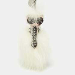 Pre Owned Fendi White/Black Fur and Leather Embellished Karlito Tuxedo Bag Charm