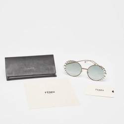 Pre Owned Fendi Green Gradient FF0295 Pearl Round Sunglasses