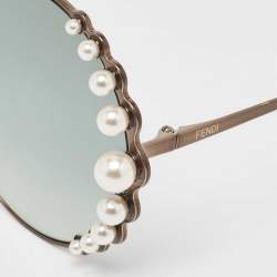Pre Owned Fendi Green Gradient FF0295 Pearl Round Sunglasses