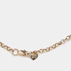 Pre Owned Fendi Gold Tone FF Identification Pendant Chain Necklace