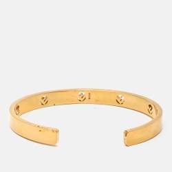 Fendi F is Fendi Gold Tone Crystal Open Cuff Bracelet S