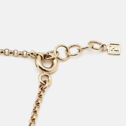 Fendi FF Multi Charm Enamel Gold Tone Necklace