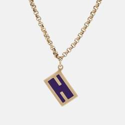 Fendi FF Multi Charm Enamel Gold Tone Necklace