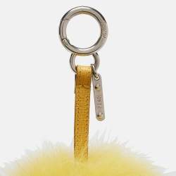 Pre Owned Fendi Yellow Fox Fur Pom Pom Bag Charm 