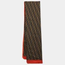 Fendi Brown/Orange Fendirama Cashmere & Silk Blend Shawl 