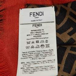 Fendi Brown/Orange Fendirama Cashmere & Silk Blend Shawl 