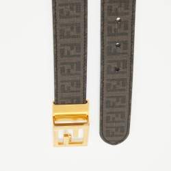 Fendi Tobacco/Black Zucchino Coated Canvas FF Buckle Reversible Cut to Size Belt