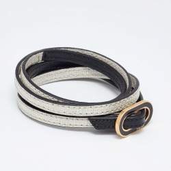 Pre Owned Fendi Crayons Monochrome Leather Wrap Bracelet