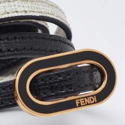 Pre Owned Fendi Crayons Monochrome Leather Wrap Bracelet